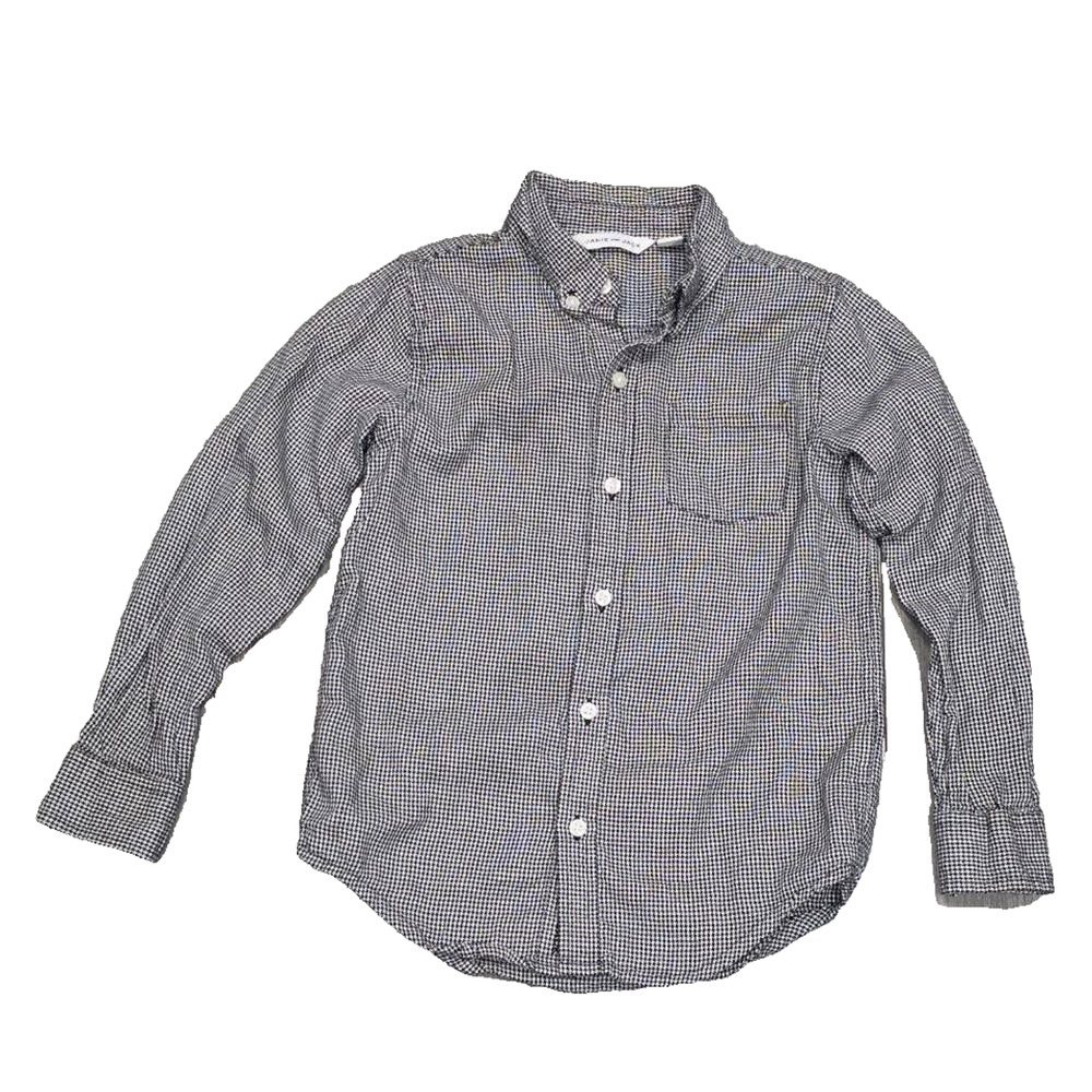 Janie and Jack Boy JJ Black Houndstooth Houndstooth Shirt Sz 6 A004398